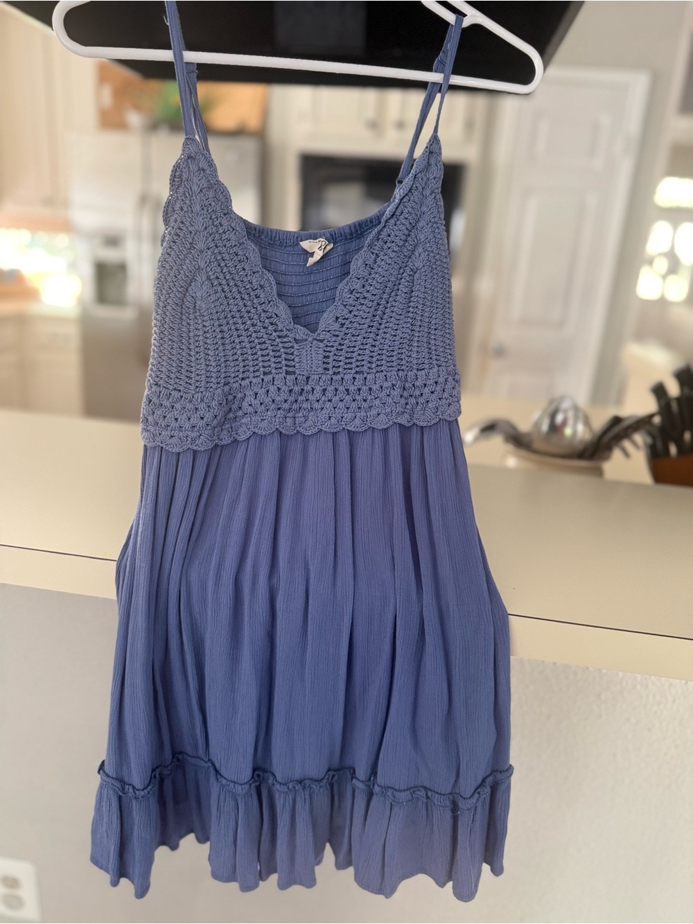 Blush Crochet Bodice Blue Sundress